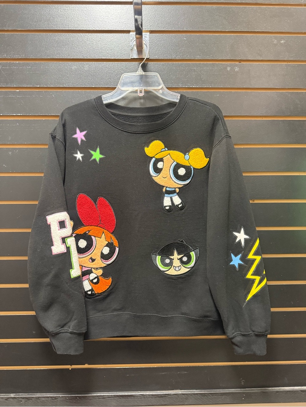 Powerpuff Girls Embroidered Sweatshirt Black Cartoon Network Youth L